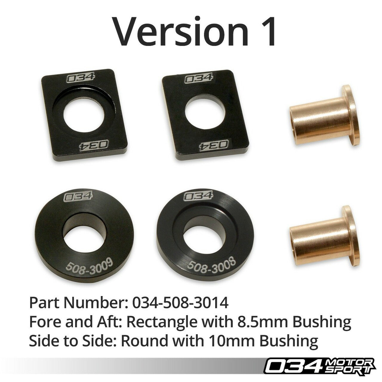 034Motorsport Billet Solid Shifter Bushing kit - 5-Sp and 6-Sp Manual MQB Models