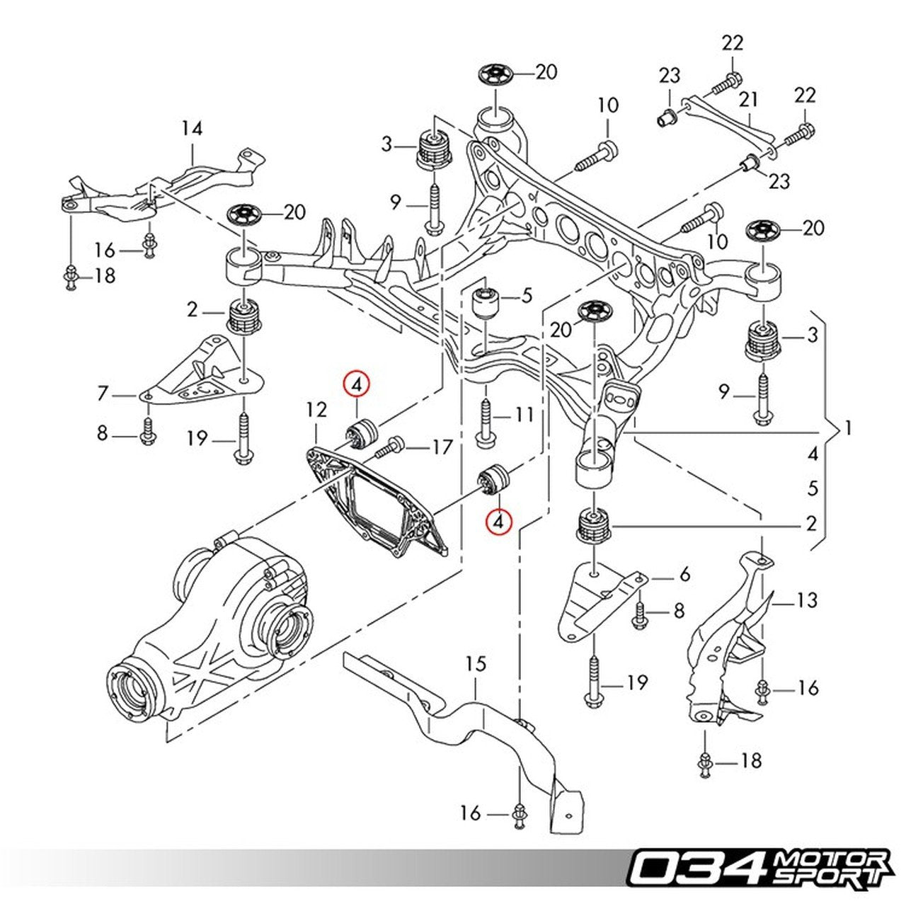 034Motorsport Rear Differential Carrier Mount Insert Kit