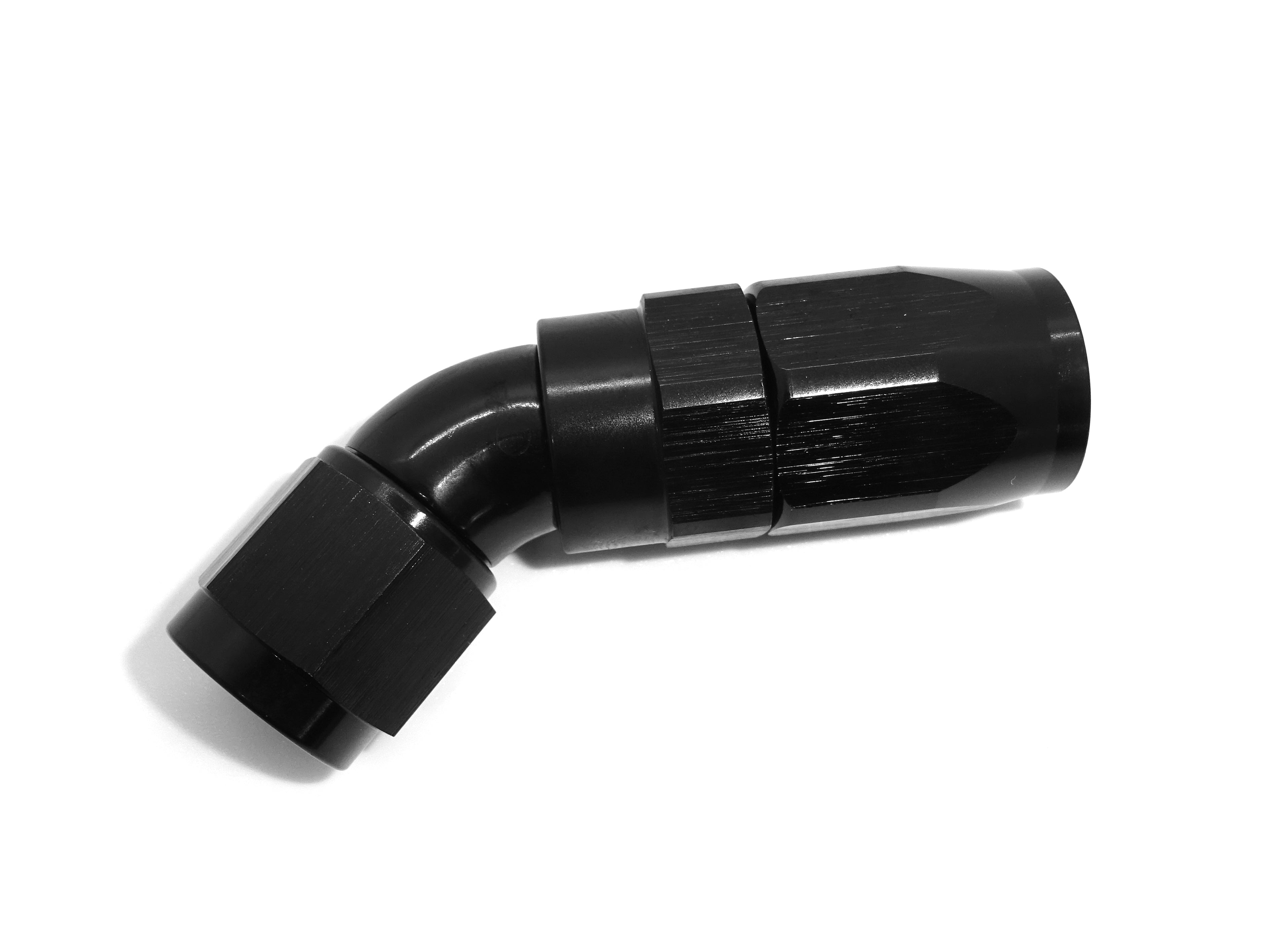 45 Degree 1 Piece Swivel Hose End Hard Anodised - Dark Road Performance