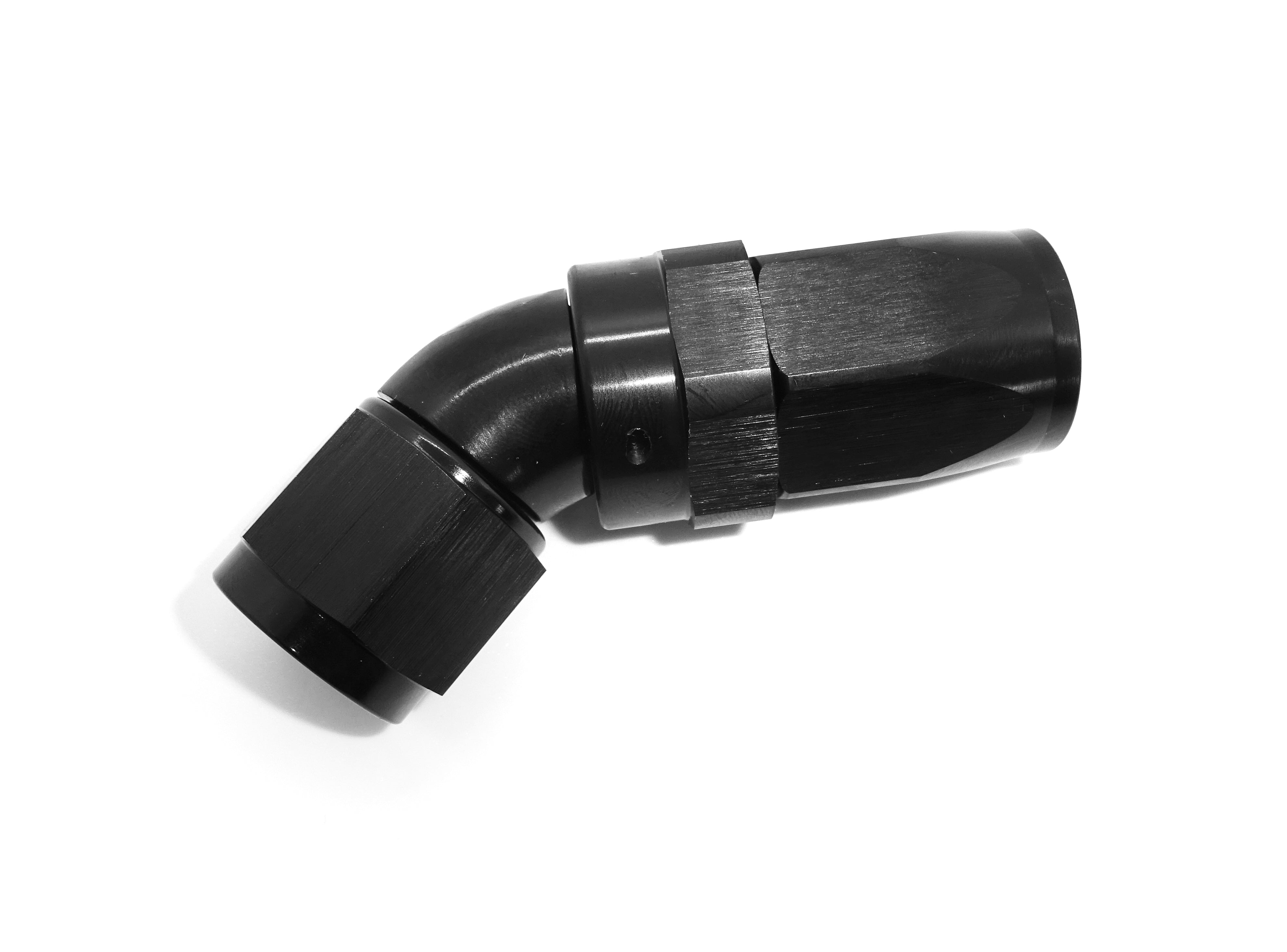 45 Degree 1 Piece Swivel Hose End Hard Anodised - Dark Road Performance