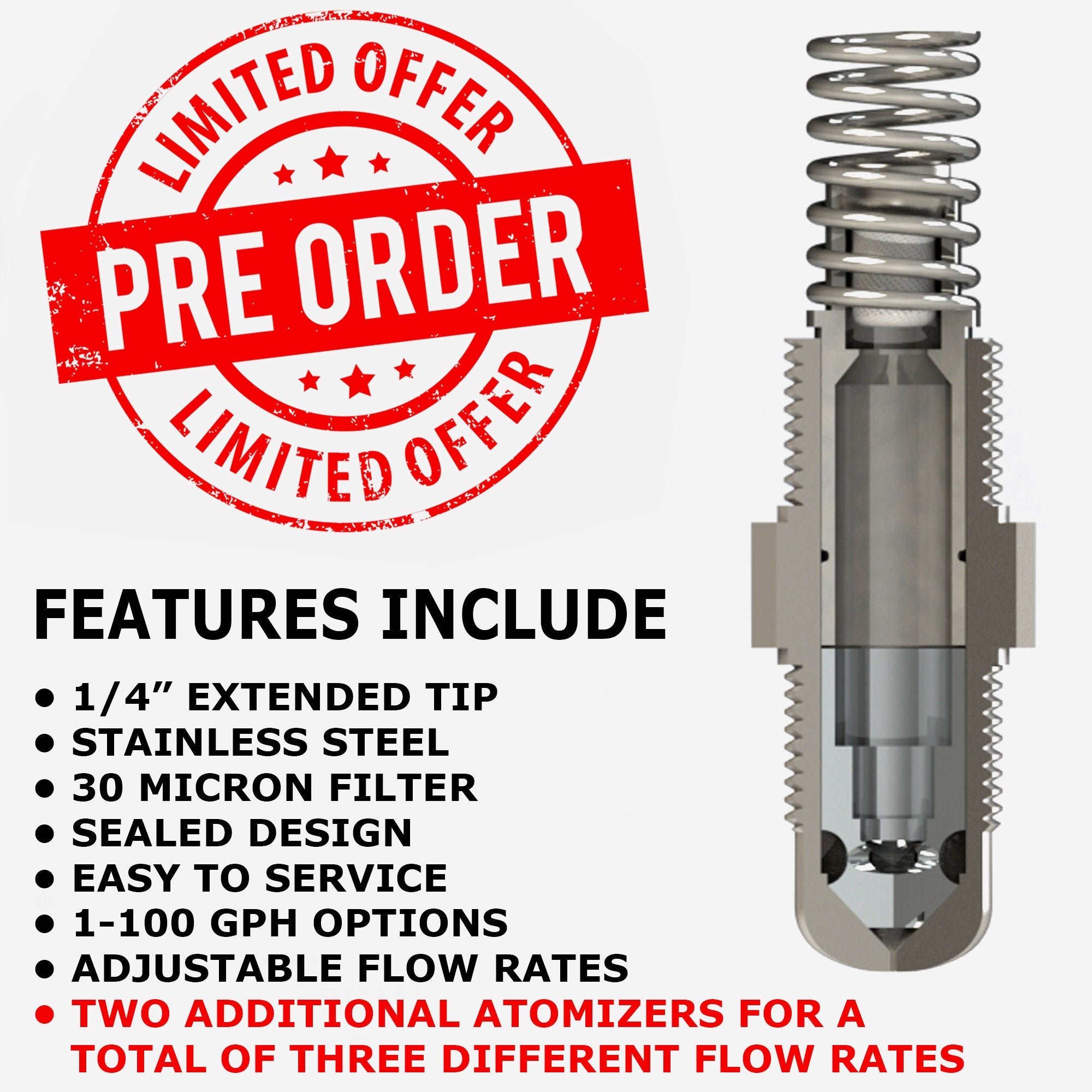 250" Extended Tip Nozzle Without Check Valve