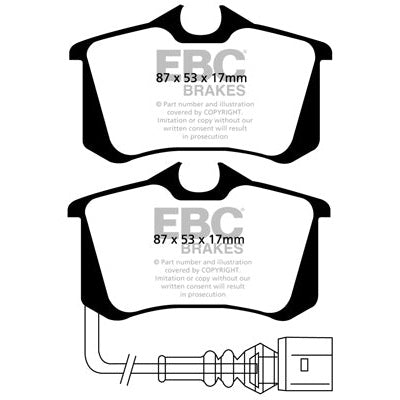 EBC Audi Seat Skoda Volkswagen Yellowstuff Street and Track Rear Brake Pads - ATE Caliper Inc. 8P A3, Altea, 1Z Octavia & MK6 Golf