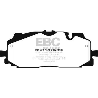 EBC Audi Volkswagen Yellowstuff Street and Track Front Brake Pads - Akebono Caliper Inc. C8 A6, D5 A8, 4M Q7 & CR Touareg