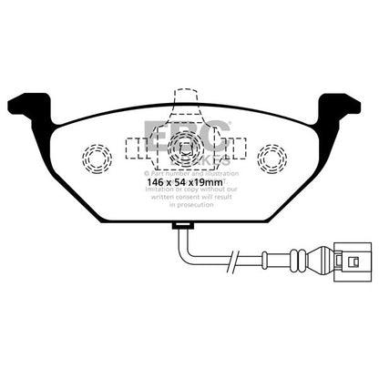 EBC Audi Volkswagen Yellowstuff Street and Track Front Brake Pads - VW Caliper Inc. 8X A1, 8Z A2, MK4 Golf & 9N Polo