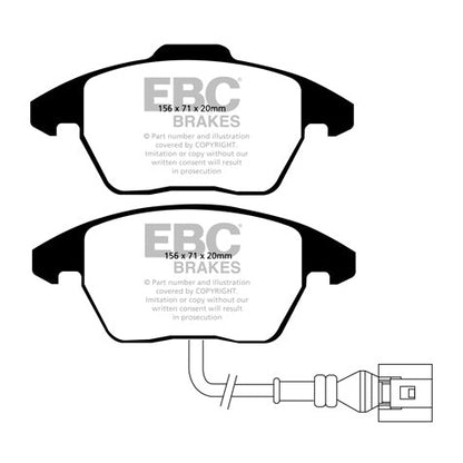 EBC Audi Volkswagen Yellowstuff Street and Track Front Brake Pads Inc. 8X A1, 8P A3, 6R Polo & MK5 Golf - ATE Caliper