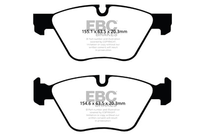 EBC BMW E84 E89 E90 E91 Yellowstuff Street and Track Front Brake Pads - ATE Caliper Inc. 316i, 318i, X1 25i & Z4 30i