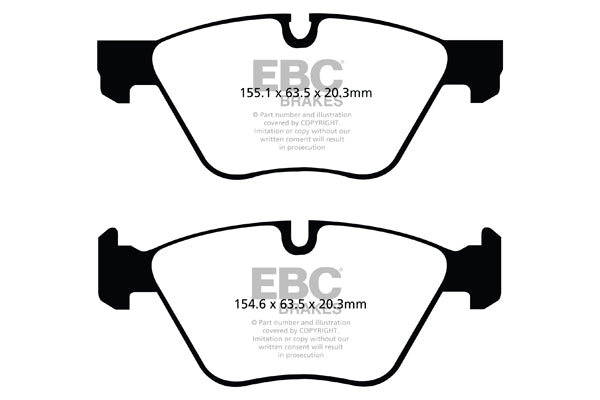 EBC BMW E84 E89 E90 E91 Yellowstuff Street and Track Front Brake Pads - ATE Caliper Inc. 316i, 318i, X1 25i & Z4 30i