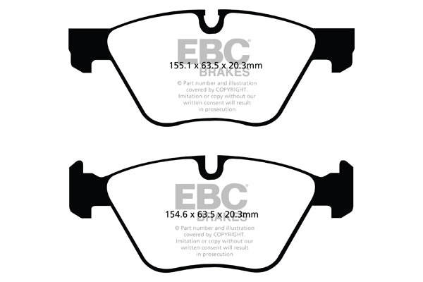 EBC BMW F10 F11 Yellowstuff Street and Track Front Brake Pads - ATE Caliper Inc. 518i, 520i, 523i & 525i