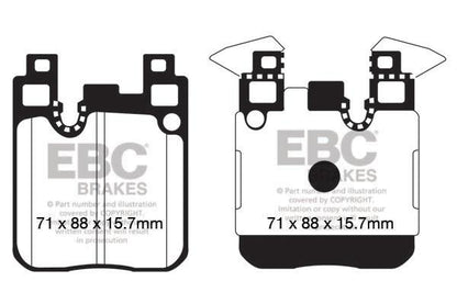 EBC BMW F20 F22 F30 F32 Bluestuff NDX Trackday Rear Brake Pads - Brembo Caliper Inc. M135, M240i, 335i & 440i