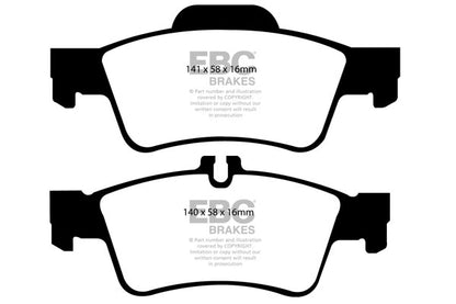 EBC Mercedes-Benz C215 C219 X218 W/T211 Yellowstuff Street and Track Rear Brake Pads - ATE Caliper Inc. CL500, CLS500, E500 & S500