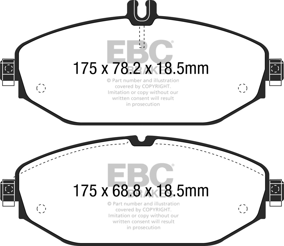 EBC Mercedes-Benz W/S/C/A205 C257 W/S213 A/C238 Yellowstuff Street and Track Front Brake Pads - TRW Caliper Inc. C400, C350, E300 & E250