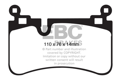 EBC Mercedes-Benz W/S/C204 C219 W/T211 R230 Yellowstuff Street and Track Rear Brake Pads - Brembo Caliper Inc. C63 AMG, CLS63 AMG, E63 AMG & SL65 AMG