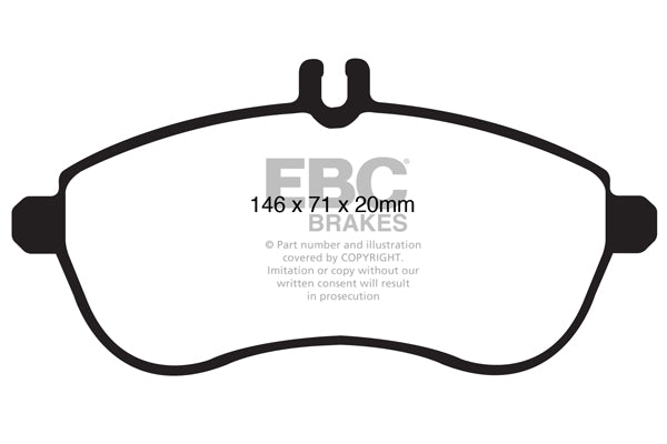 EBC Mercedes-Benz W/S/C204 W/S212 Yellowstuff Street and Track Front Brake Pads - TRW Caliper Inc. C180, E200, SLC180 & SLK200