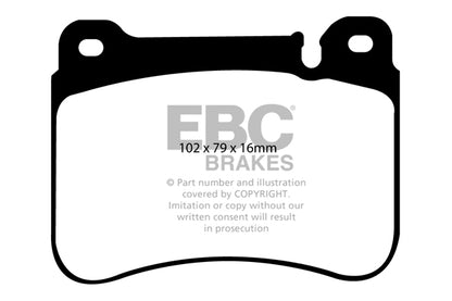 EBC Mercedes-Benz W203 C209 R171 CLC203 Yellowstuff Street and Track Front Brake Pads - Brembo Caliper Inc. C320, C350, CLK350 & SLK350