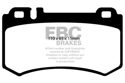 EBC Mercedes-Benz W211 W220 R230 R171 Yellowstuff Street and Track Rear Brake Pads - Brembo Caliper Inc. E55 AMG, S65 AMG, SL55 AMG & SLK55 AMG