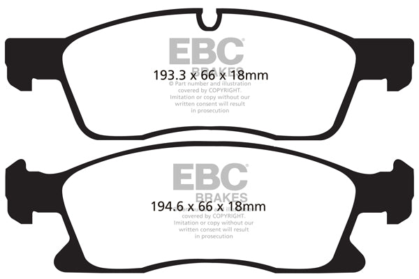 EBC Mercedes W/X166 C292 Yellowstuff Street and Track Front Brake Pads Inc. GL350 GL400, GLS350 & ML400 - ATE Caliper