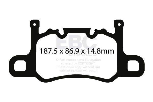 EBC Porsche 991 991/2 981 Yellowstuff Street and Track Rear Brake Pads - Brembo Caliper Inc. 911 GT3, 911 GT3 RS, 911 Turbo S & Cayman GT4