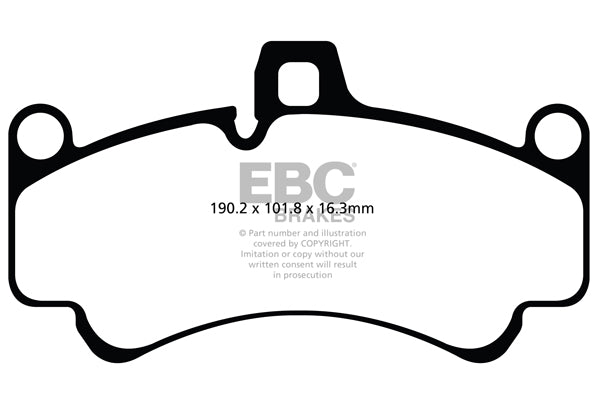 EBC Porsche 996 997 Yellowstuff Street and Track Front Brake Pads - Brembo Caliper Inc. 911, 911 Turbo S, 911 GT2 & 911 GT3