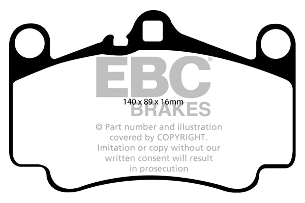 EBC Porsche 996 997 Yellowstuff Street and Track Front Brake Pads - Brembo Caliper Inc. 911 Carrera, 911 Carrera S, 911 Carrera 4S & 911 Carrera GTS