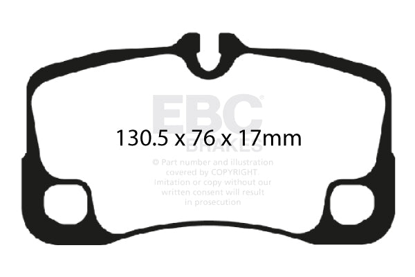 EBC Porsche 997 Yellowstuff Street and Track Rear Brake Pads - Brembo Caliper Inc. 911 Carrera 4, 911 GT3, 911 GT3 RS & 911 Turbo S