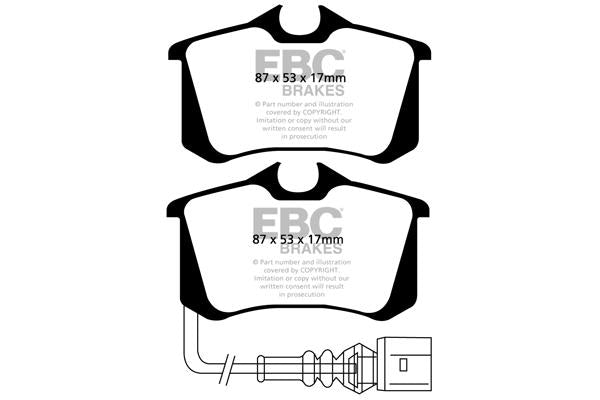 EBC Seat Skoda Volkswagen Orangestuff Race Rear Brake Pads - ATE Caliper Inc. 6L Ibiza, Altea, 1Z Octavia & MK6 Golf