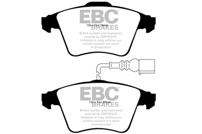 EBC Volkswagen 1st Gen Touareg Yellowstuff Street and Track Front Brake Pads - ATE Caliper